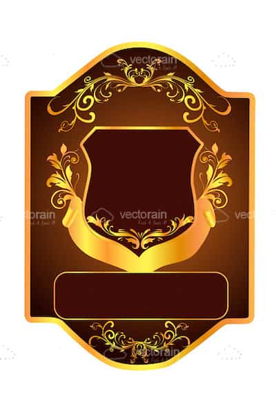Brown and Gold Shield with Floral Pattern